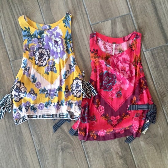 Free People Tops - Free People Floral Tie Side Tank - Pink